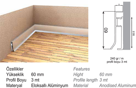 Alüminyum süpürgelikler